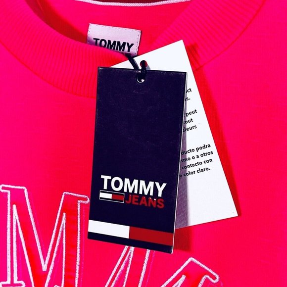 Tommy Hilfiger Jeans Wmn's sz XS Neon Hot Pink Crop Sweater Y2K - Picture 2 of 11